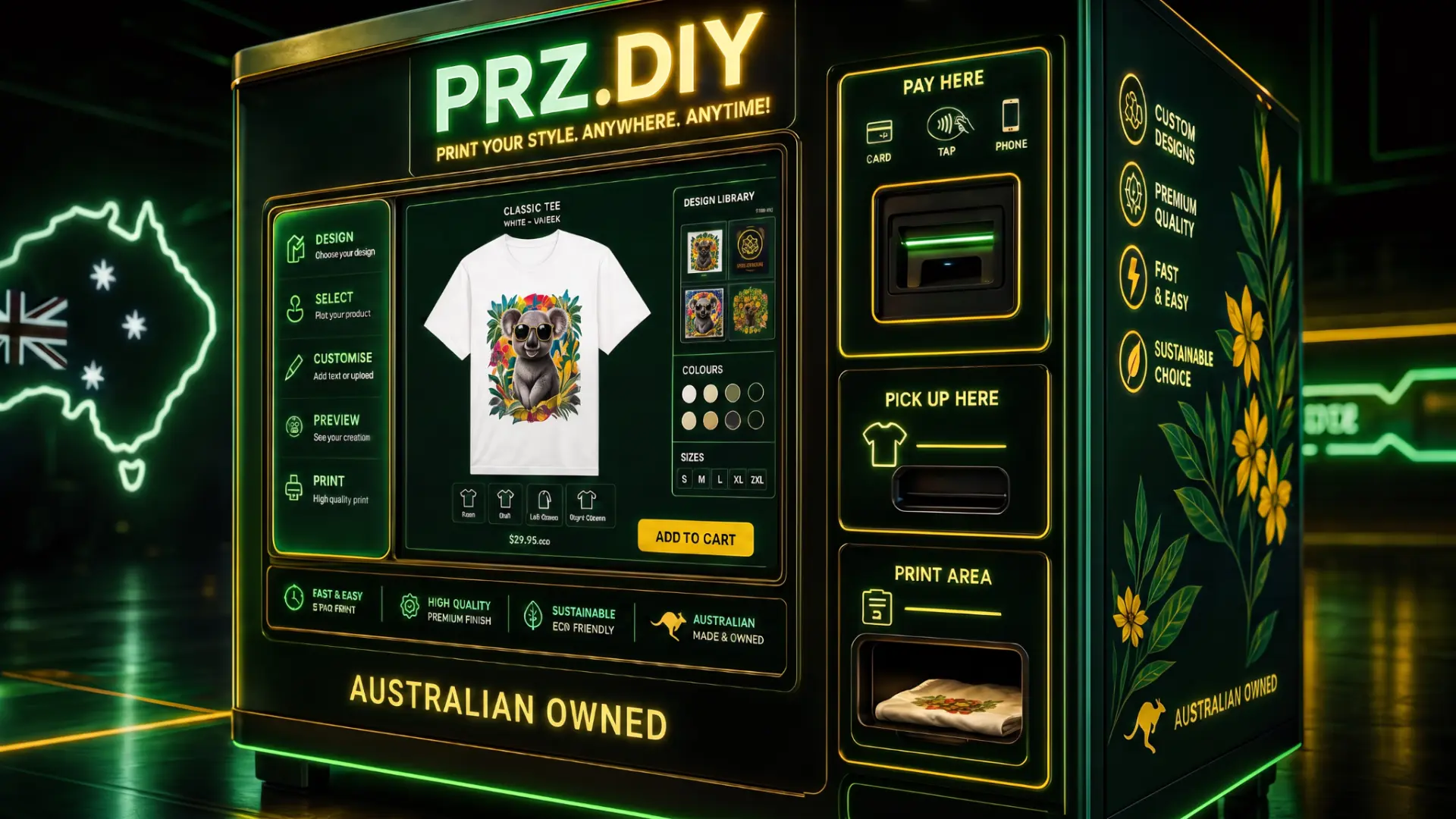 PRZ.DIY machine touchscreen interface detail